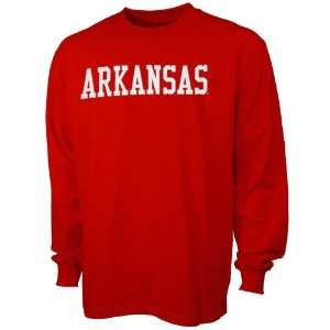 Arkansas Razorbacks Cardinal Block Name Long Sleeve T shirt  
