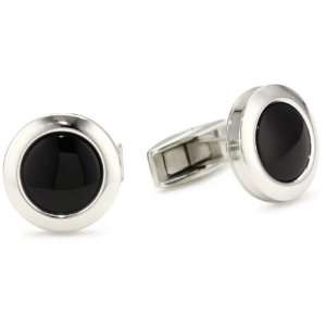 Colibri Jewelry Hampton Polished Stainless Steel Round Black Onyx 