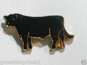 Vintage Black Angus Cattle Enamel Pin (sm) black  