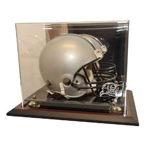 Bay Buccaneers Full Size Helmet Display Case with Mahogany Finish Base 