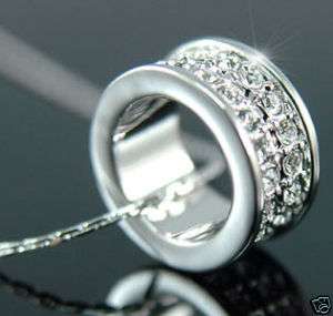 Ring Shape Pendant Necklace use Swarovski Crystal SN082  