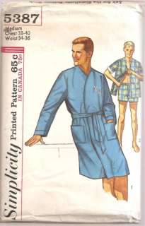 Vintage 1960s Swim Trunks Robe Jacket Pattern 38 40  