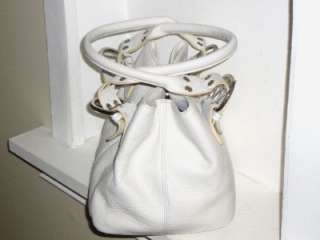 TIGNANELLO Soft White Pebbled Leather Perfect 10 Tote Handbag Satchel 