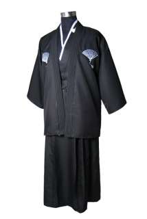 New Mens Black Yukata Japanese Haori Kimono  