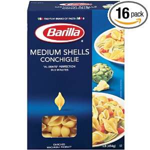 Barilla Medium Shells, 16 Ounce Boxes (Pack of 16)  