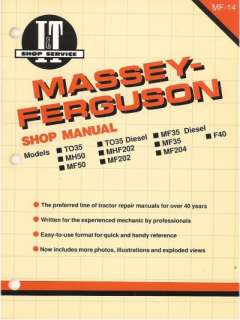 Massey Ferguson shop manual TO35 MF50 MF202 MH50 MF35  