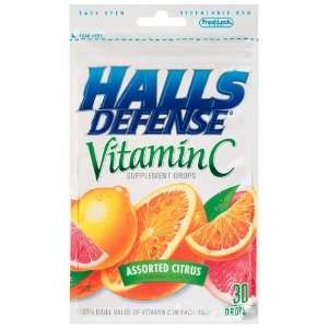  Halls Defense Vitamin C Assorted Citrus Supplement Drops 