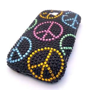  HTC Wildfire S BLACK PEACE SIGN EARTH LOVE Bling Gem Jewel 