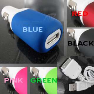 USB Car Charger Adapter (w/ USB Cable) iPhone 3GS 4  