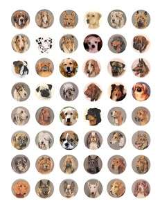 Dog Breeds 1 Bottlecap Circles Printed Collage Sheet  