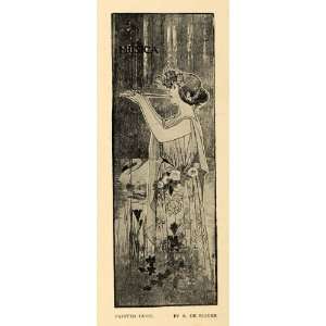  1900 Print Musica Flute Women Swan Water Flowers Dress 