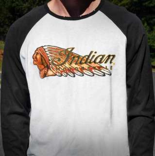 Indian Motorcycle Dark Horse Raglan 3/4 Sleeve T Shirt   White 