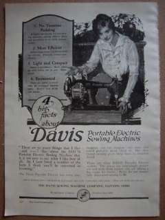 1931 Antique DAVIS Portable Electric Sewing Machine Ad  