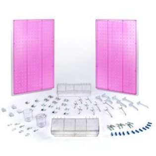 Azar 70 Pc Pink Plastic Pegboard Organizer Kit   Pink   22H x 13.5W 