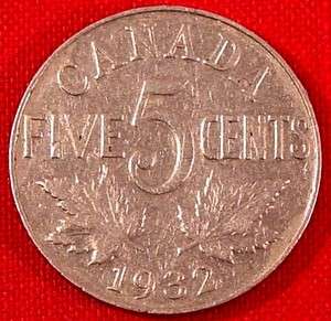 1932 Canadaian Five Cent Piece  