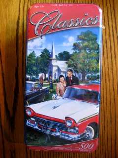 Classic Car PUZZLE 500 pc   Red & White Ford at Church  