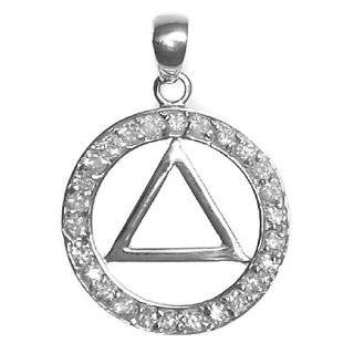 Triangle in Circle Sterling Silver Recovery Pendant 18 Necklace 