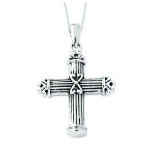  Pillar Cross Ash Holder Necklace in Sterling Silver 