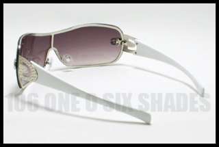 DG SHIELD Womens Sunglasses Designer Rimless WHITE  