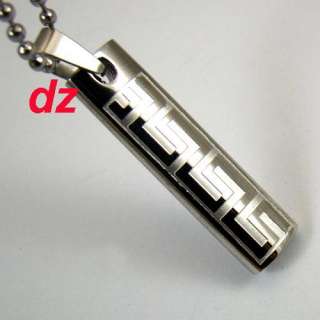 B5312 Cool Popular Men Stainless Steel Ablong Pendant Necklace Chain 