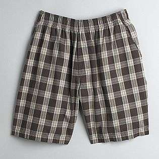 Mens Plaid Pull on Shorts  Basic Editions Clothing Mens Shorts 