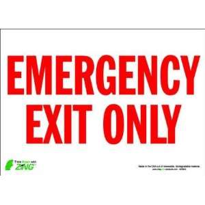 ZING 2084S Exit Sign,10 x 14In,R/WHT,EMER Exit Only