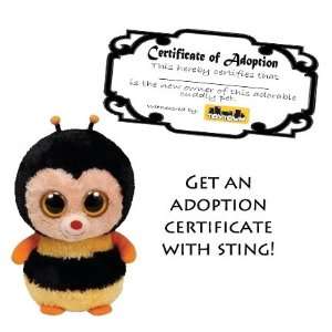    Ty Sting the Bee Beanie Boo with Adoption Certificate Toys & Games