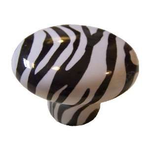 Zebra Animal Print Ceramic Cabinet Drawer Pull Knob, 1 Pack