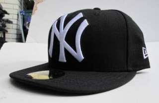 NY Yankees Big Logo BLK WHT All Size Cap Hat by New Era  