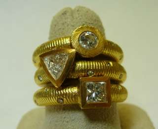 Paul Morelli 18k. Yellow Gold & Diamond Stack Rings  