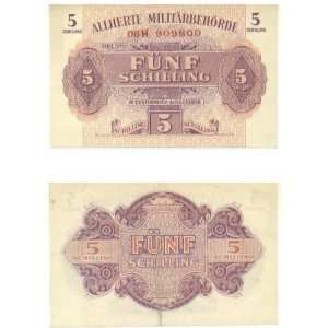  Austria 1944 5 Schilling, Allied Military Currency, Pick 