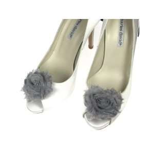  Magnetic Gray Chiffon Flower Shoe Clips 