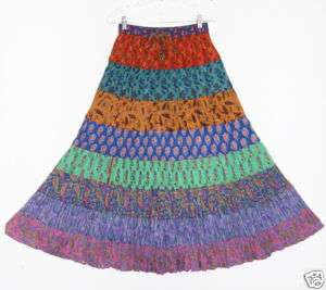 Sacred Threads Hippie Boho FALL Paisley Crinkle Skirt  