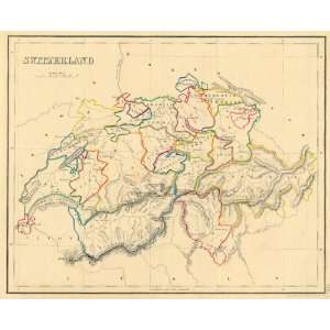    Whyte 1840 Antique Map of Switzerland   $219