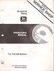 John Deere 23 & 25 Plows Operators Manual