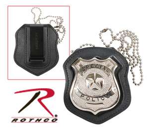 New Clip On Leather NYPD Style Police Detective Badge Holder w/ Chain 