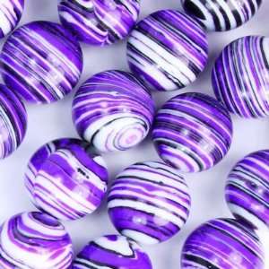  12mm Round Purple and White Mosaic Gemstone Beads Arts 