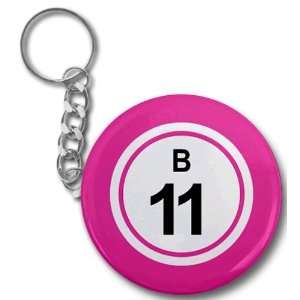   Ball B11 Eleven Pink 2.25 Inch Button Style Key Chain 