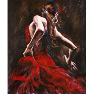  on Canvas Flamenco Dancer in Red Dress Reproduction