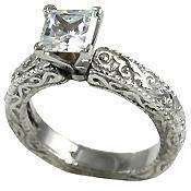 00 CT PRINCESS CUT VICTORIAN STYLE SOLITAIRE ENGAGEMENT RING .925 