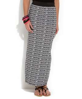  (Black) Monochrome Aztec Jersey Maxi Skirt  254166609  New Look