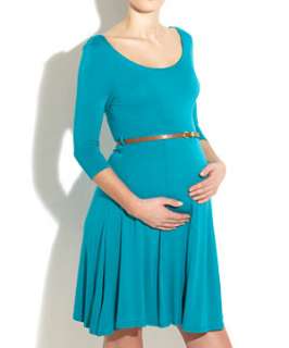 Turquoise (Blue) Maternity Belted Skater Dress  247033648  New Look
