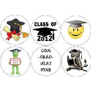  Set of 6 Graduation CLASS OF 2012 1.25 MAGNETS ~ Graduate 