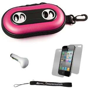 Pink Portable Hard Case Cover Shell with Integrated Speakers for Apple 