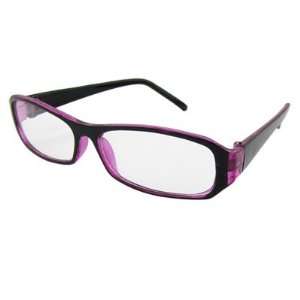  Como Black Purple Rectangular Plastic Frame Plano Glasses 