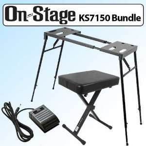  On Stage KS7150 Platform Style Keyboard Stand Black Outfit 