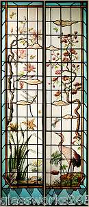   ANTIQUE FRENCH 1900 Leaded HAND PAINTED STAINED GLASS Château Windows