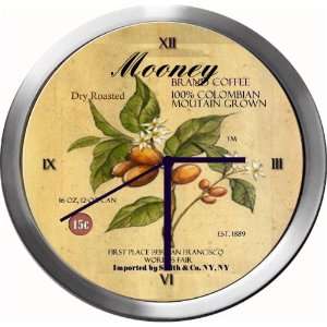  MOONEY 14 Inch Coffee Metal Clock Quartz Movement Kitchen 