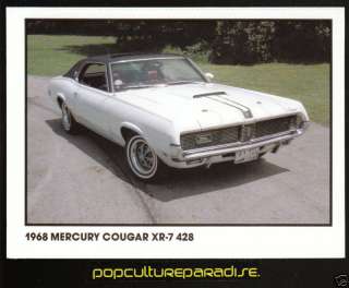 1968 MERCURY COUGAR XR 7 XR7 428 Muscle Car SPEC CARD  