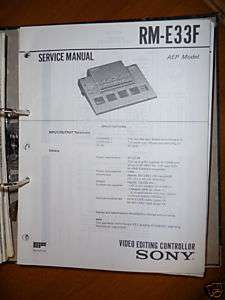 Service Manual Sony RM E33F Video Editing Controll,ORIG  